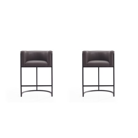 Manhattan Comfort Cosmopolitan Counter Stool in Pebble and Black, PK2 2-CS008-PE
